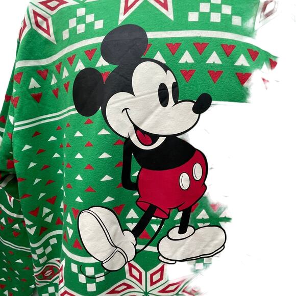 Disney Mickey Mouse Big Snowflake Ugly Christmas Sweatshirt Size L - Picture 2 of 5